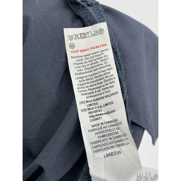 MUJI Women's Navy Blue Elastic-Waist A-Line Relaxed Fit Cotton-Blend Skirt SZ S - Picture 7 of 11